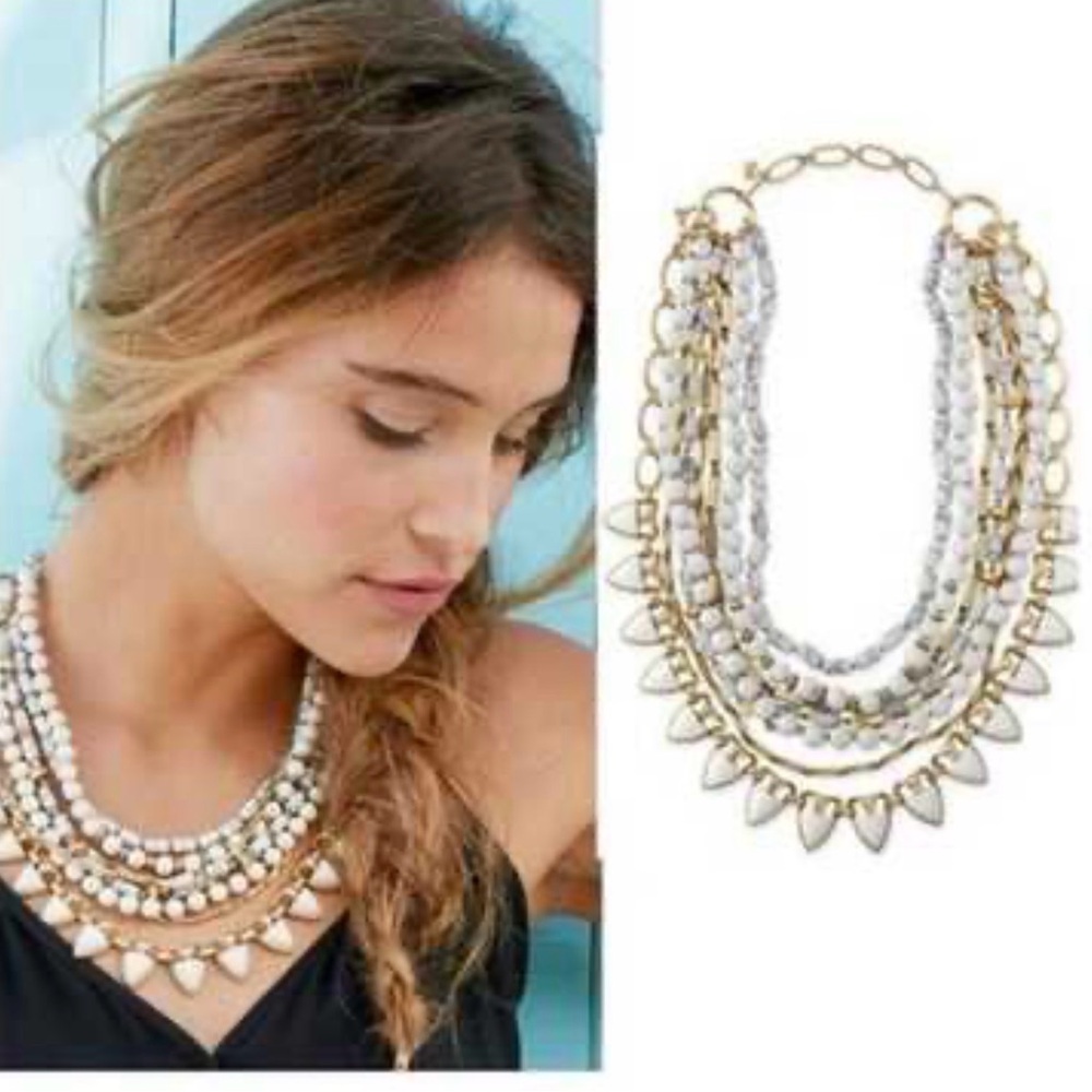 Stella & Dot Cream and Gold Layered Statement Necklace - Picture 4 of 4